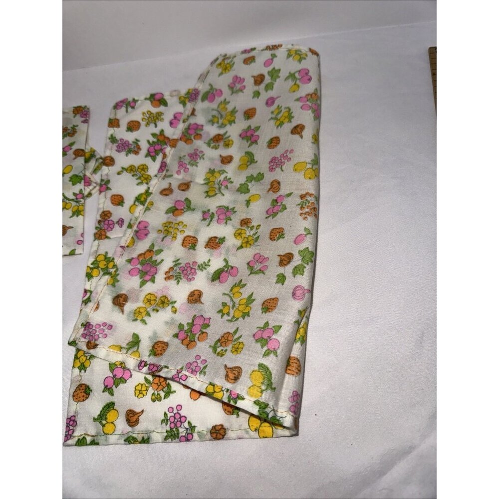 Vintage MCM Bright Fruits Vegetables Cloth Napkin Set Of 6 Handmade Retro Kitsch - Picture 12 of 12